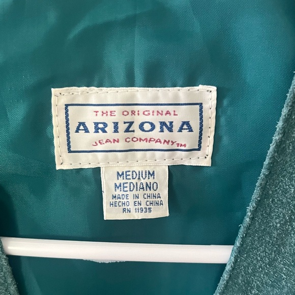 Vintage Arizona Jean Company Suede Retro Leather Turquoise Vest Men’s size M - Picture 2 of 8
